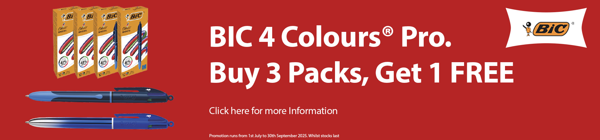 BIC 4 Colours Smooth, Pack 12: Buy 3 get 1 free